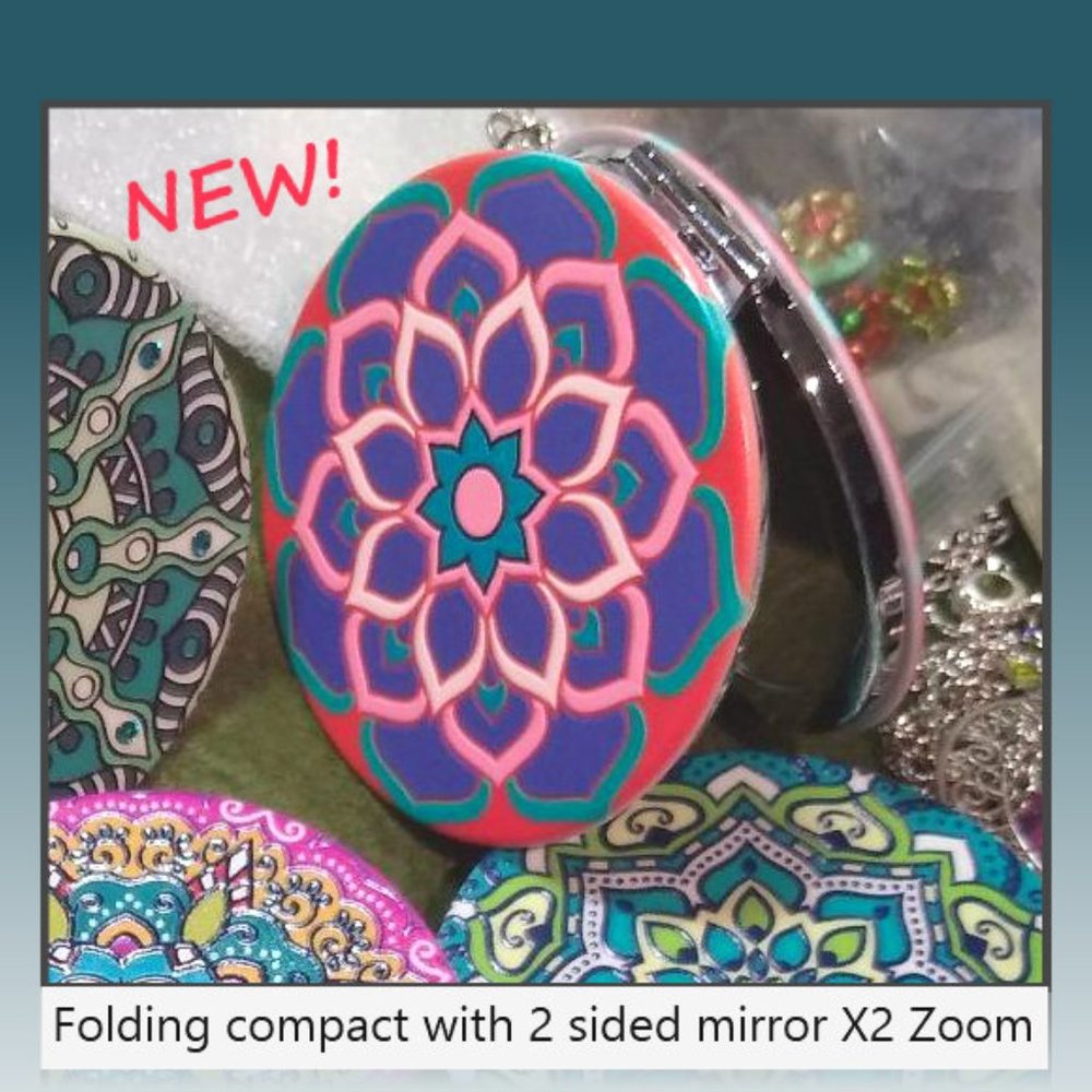 Embellished Jeweled Compact Makeup Mirror (cross-posted listing) - Picture 12 of 16